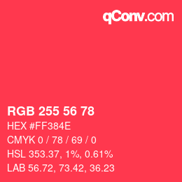 Code couleur: RGB 255 56 78 | qconv.com