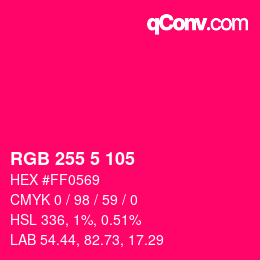 Color code: RGB 255 5 105 | qconv.com