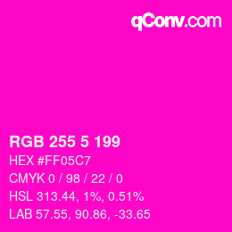 Color code: RGB 255 5 199 | qconv.com