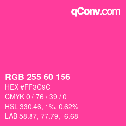 Color code: RGB 255 60 156 | qconv.com