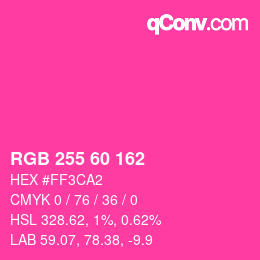 颜色代码: RGB 255 60 162 | qconv.com