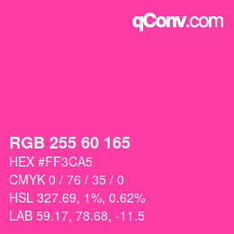 Color code: RGB 255 60 165 | qconv.com