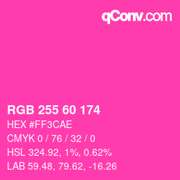 カラーコード: RGB 255 60 174 | qconv.com
