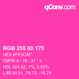 Color code: RGB 255 60 175 | qconv.com