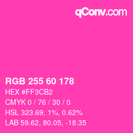 颜色代码: RGB 255 60 178 | qconv.com