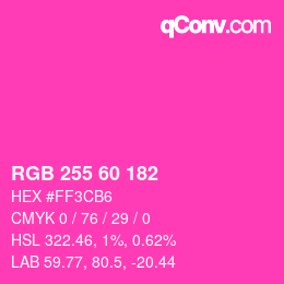 Color code: RGB 255 60 182 | qconv.com