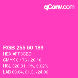 颜色代码: RGB 255 60 189 | qconv.com