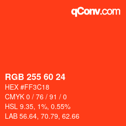 カラーコード: RGB 255 60 24 | qconv.com