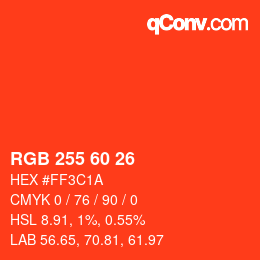 颜色代码: RGB 255 60 26 | qconv.com