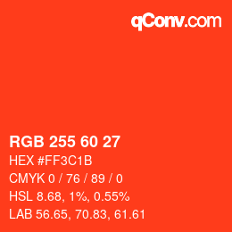 カラーコード: RGB 255 60 27 | qconv.com