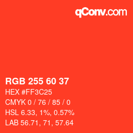カラーコード: RGB 255 60 37 | qconv.com