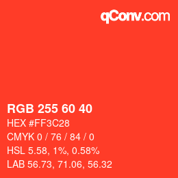 Color code: RGB 255 60 40 | qconv.com