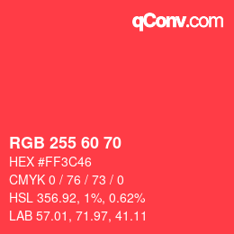 カラーコード: RGB 255 60 70 | qconv.com