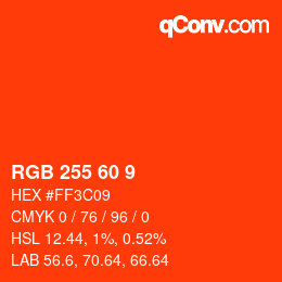 カラーコード: RGB 255 60 9 | qconv.com