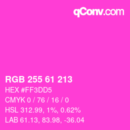 Color code: RGB 255 61 213 | qconv.com