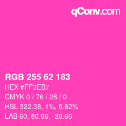 颜色代码: RGB 255 62 183 | qconv.com
