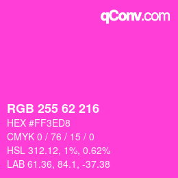 颜色代码: RGB 255 62 216 | qconv.com