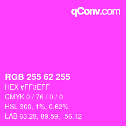 Farbcode: RGB 255 62 255 | qconv.com