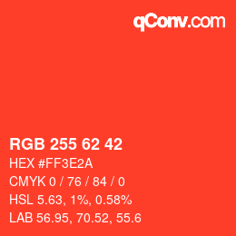 Código de color: RGB 255 62 42 | qconv.com