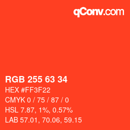 Color code: RGB 255 63 34 | qconv.com
