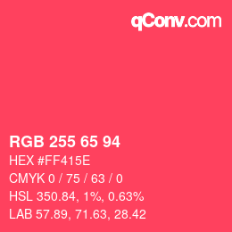 Color code: RGB 255 65 94 | qconv.com