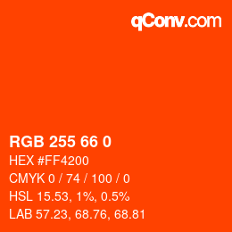 Color code: RGB 255 66 0 | qconv.com