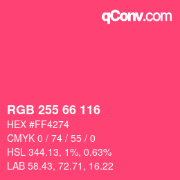Color code: RGB 255 66 116 | qconv.com