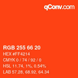 カラーコード: RGB 255 66 20 | qconv.com