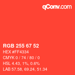 Color code: RGB 255 67 52 | qconv.com
