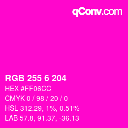 Color code: RGB 255 6 204 | qconv.com