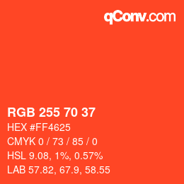 Color code: RGB 255 70 37 | qconv.com