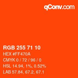 Color code: RGB 255 71 10 | qconv.com