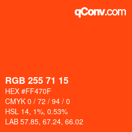 Color code: RGB 255 71 15 | qconv.com