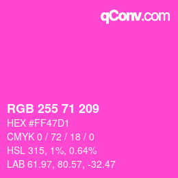 颜色代码: RGB 255 71 209 | qconv.com