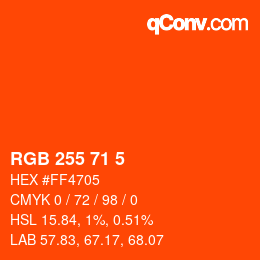 Color code: RGB 255 71 5 | qconv.com