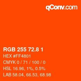 カラーコード: RGB 255 72.8 1 | qconv.com