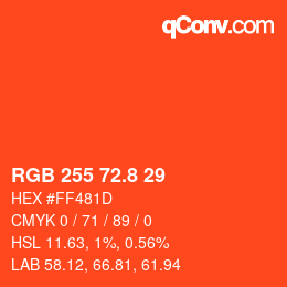 カラーコード: RGB 255 72.8 29 | qconv.com