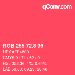 カラーコード: RGB 255 72.8 96 | qconv.com