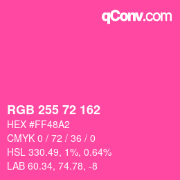 颜色代码: RGB 255 72 162 | qconv.com