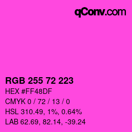 颜色代码: RGB 255 72 223 | qconv.com