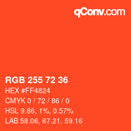 颜色代码: RGB 255 72 36 | qconv.com