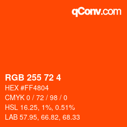 Color code: RGB 255 72 4 | qconv.com