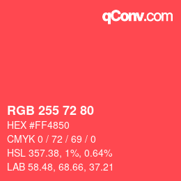 Color code: RGB 255 72 80 | qconv.com