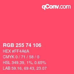 颜色代码: RGB 255 74 106 | qconv.com