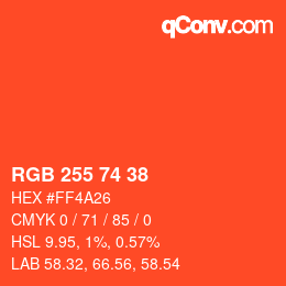 カラーコード: RGB 255 74 38 | qconv.com
