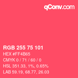 Color code: RGB 255 75 101 | qconv.com