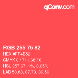 Color code: RGB 255 75 82 | qconv.com