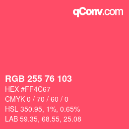 Color code: RGB 255 76 103 | qconv.com