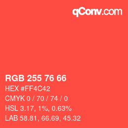 Color code: RGB 255 76 66 | qconv.com