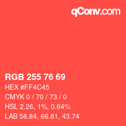 Color code: RGB 255 76 69 | qconv.com